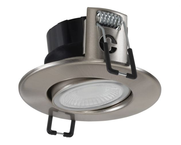 H4 Lite adjustable fire rated down light with brushed steel integrated bezel
